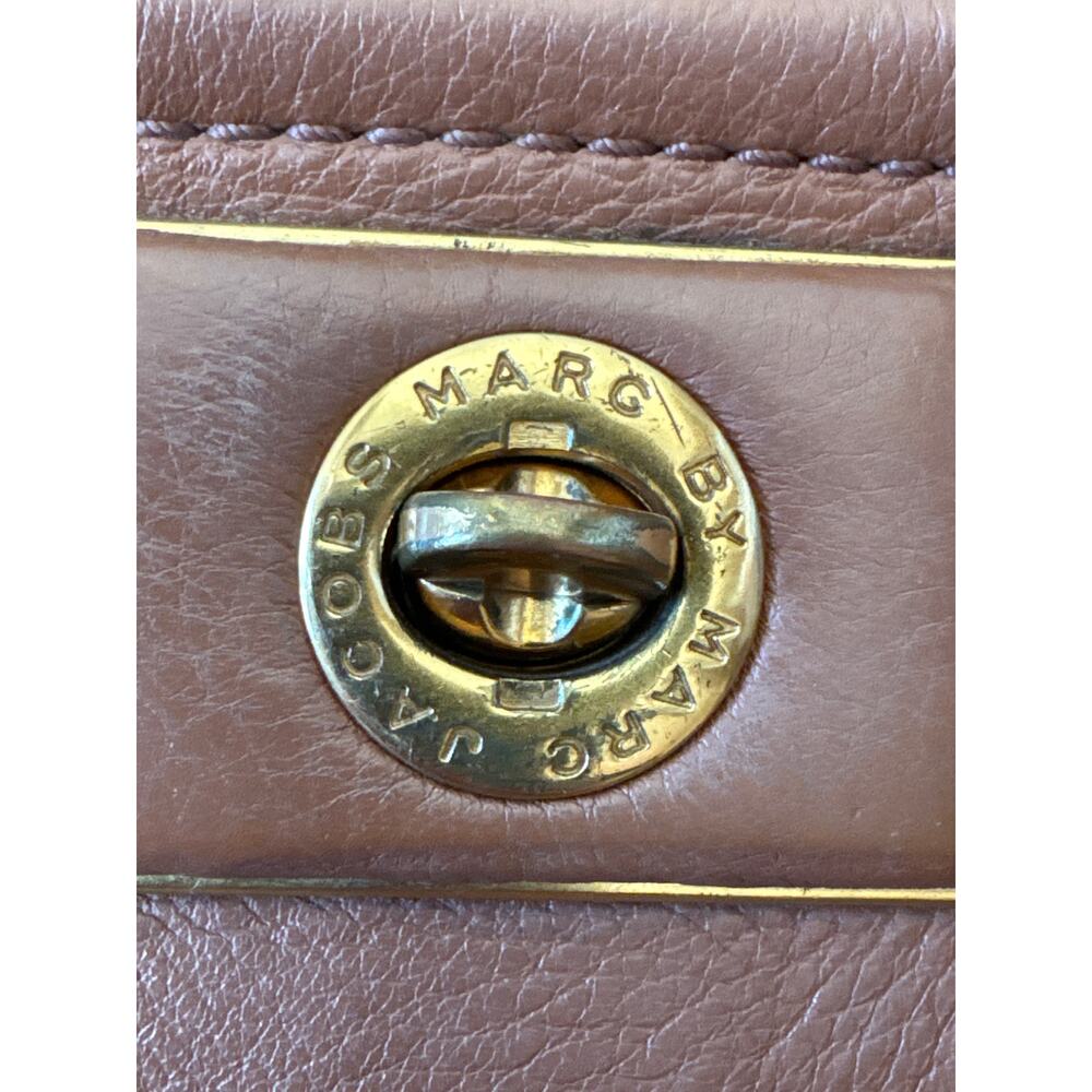 Marc Jacobs Messenger Crossbody Shoulder 100% Cow Leather Bag BROWN - Picture 5 of 8
